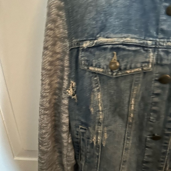 Free People Blue Jean Jacket with Gray Sleeves - Picture 7 of 7